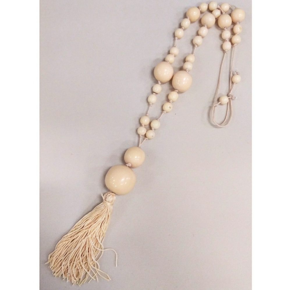 Wood Bead Tassel Necklace